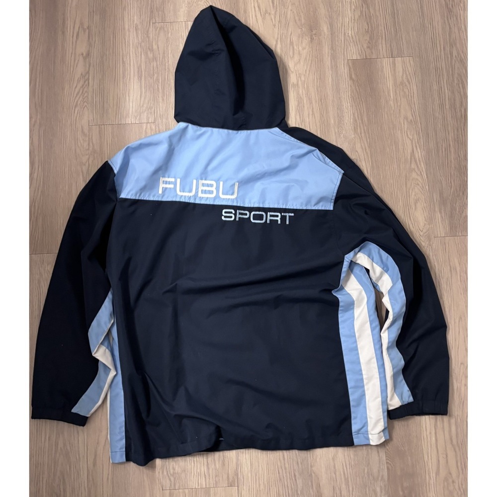 Men's vintage FUBU Sport windbreaker jacket 2XL Blue - Picture 5 of 16